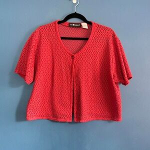 Y2K Crochet Cardigan Women's Size XL Red Orange Sag Harbor Boho Fairycore